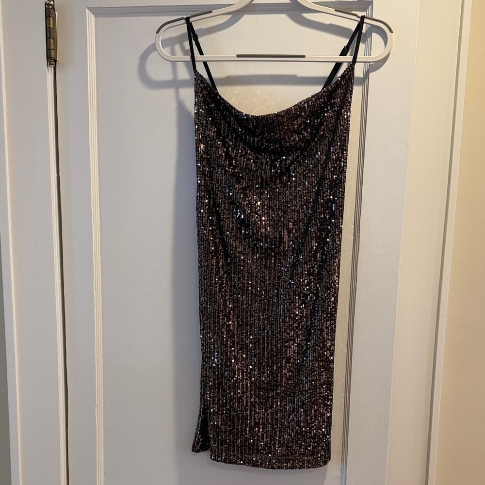 Aqua Elegant Black Mini Sequin Dress